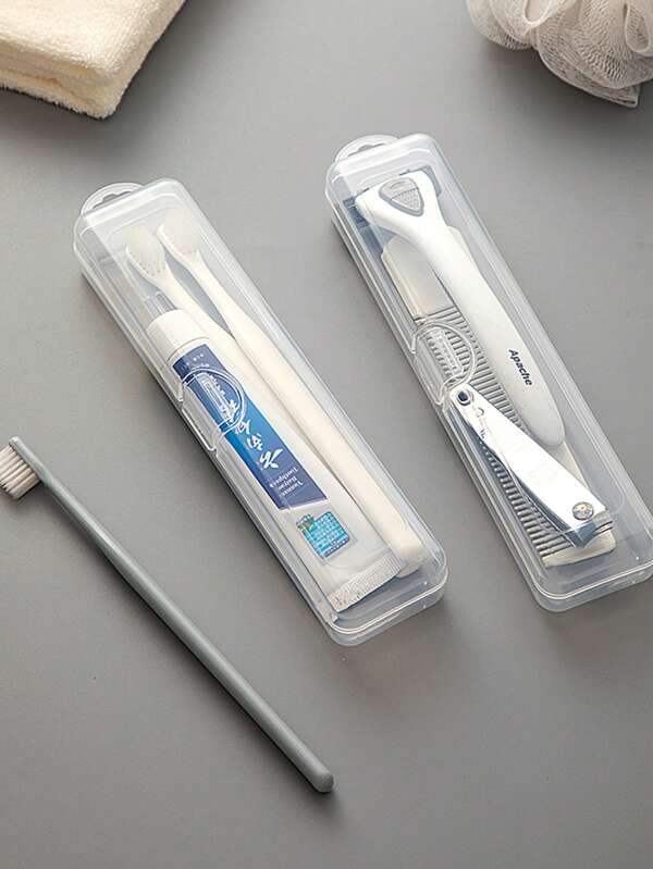 1 Stück Mode tragbare Elektrische Zahnbürsten Hülle, transparenter länglicher Klapphülle zum Reisen, kompaktes und atmungsaktives Design