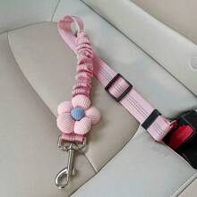 1pc/2pcs Adjustable Patterned Pet Car Safety Leash, Reflective Elastic Animal Travel Security Strap, Hand-Washable Polyester Vehicle Safety Belt Suitable For Cats And Dogs