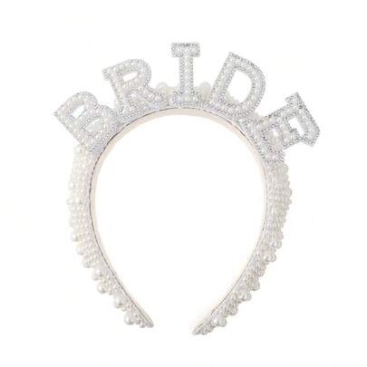 1PC Bride To Be Pearl Crown Headband Bach Bachelorette Party Bridal Shower Wedding Engagement Rehearsal Dinner Decoration Gift