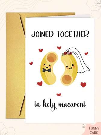 1 件可爱通心粉双关语订婚卡，适合情侣伴侣，有趣的婚礼卡结婚礼物，适合新娘新郎新婚夫妇，新娘送礼会礼物