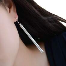 1 对长银流苏耳环，百搭女士耳坠，金色和银色可选