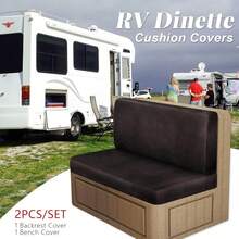 Look RV Dinette Cushion Covers - Stretchable Camper Cushion Slipcovers For Travel Trailer Couch, Washable (2 Backrest Cover & 2 Bench Cover,Brown) - Chocolate - View 3