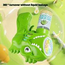 电动恐龙泡泡枪 - 户外婚礼派对玩具自动泡泡机，创意卡通灯生日礼物，便携易用，电池供电（不含泡泡溶液） - 彩色 - 查看 4