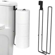 [Black Iron Toilet Paper Holder] Black Iron Self-Adhesive Toilet Paper Holder | No-Drill Wall Mount With Towel Bar For Kitchen & Bathroom Organization, Bathroom Storage