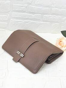 MINGYOU New Women's Long Multifunctional Large Capacity Wallet, Fashion Classic Buckle Flap Simple Multi-Card Slot Phone Wallet, Women's Wallet, Handbag, Long Wallet, Wallet Key Chain Wristlet - Coffee - View 4