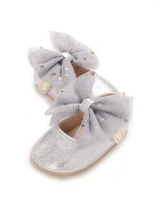 Infant Girls 0-1 Years Old Versatile Soft Bottom Princess Walking Shoes, Spring/Autumn - Silver - View 4