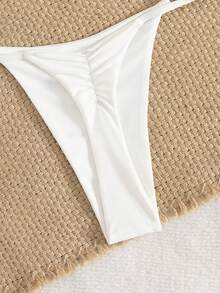 Bộ 2 món bikini nữ màu trơn, hở lưng, buộc dây, gợi cảm, thích hợp cho bãi biển, khu nghỉ dưỡng, biểu diễn sân khấu và hòa nhạc, kỳ nghỉ hè. Màu trắng. - trắng - Xem 5