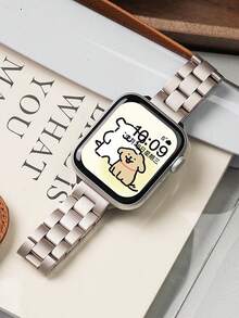 1件中性合金3珠錶帶，兼容 44mm、40mm、45mm、41mm、38mm、46mm、42mm，純色金屬質感，時尚百搭，適用於 Series 11、10、9、8、SE、7、6、5、4、3、Ultra 2、49mm 及其他型號，女性返校禮物 - 星光色 - 查看 6