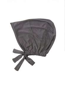 1pc Women's Solid Color Elastic Band Neck Warmer, Adjustable Scarf-Cap Combo - Dark Grey - View 3