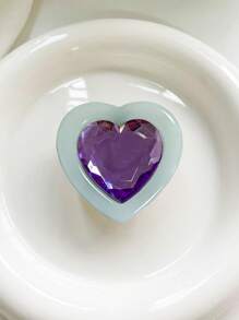 Soporte de teléfono con forma de corazón y gema, soporte plegable para teléfono de piedra preciosa, anillo retráctil de cojín de aire compatible con iPhone, teléfono Android, regalo para cumpleaños, familia y amigos, agarre de teléfono empujar/tirar, accesorios de teléfono