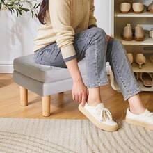 YMYNY Small Footstool Ottoman, Faux Leather Footrest With Sponge Padded Seat, Step Stool, Removable Soft Sofa Stool, Modern Change Shoes Stool 16.34" D * 12.4" W*12.6" H Gray UHBD041G