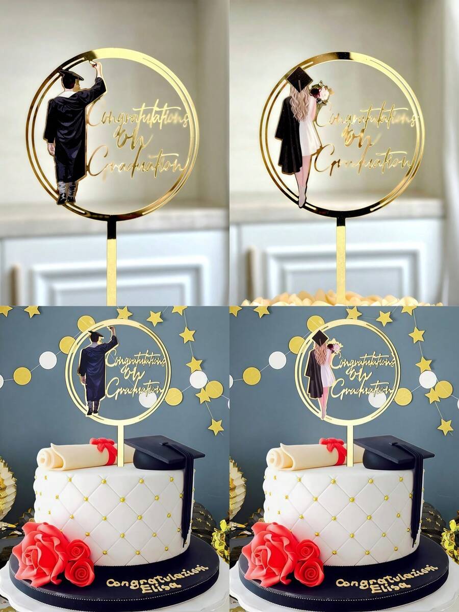 Decoraciones para tarta de graduación, Decoraciones para tarta de graduación, Decoraciones para tarta de graduada, Decoraciones para tarta de graduado, Decoraciones para tarta de fiesta de graduación de escuela secundaria/universidad, Decoraciones para tarta de celebración de graduación universitaria