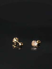 1 Paar 925er Sterlingsilber Ohrstecker mit simulierten Edelsteinen und Zirkonia, modische, vielseitig einsetzbare, lässige Ohrringe im Miniaturformat für Frauen