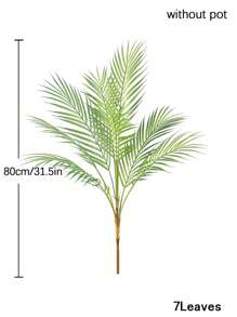 80-90cm Large Artificial Palm Tree Fake Tropical Palm Plants Plastic Monstera Leaves Green Cycas Tree Branch For Home Garden Office Party Kitchen Decor Without Pot 1pc