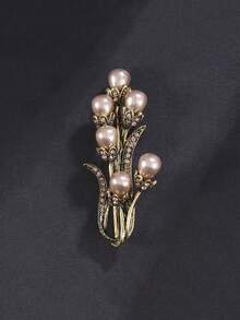 1pc Vintage Elegant Lady's Fashion Brooch, Bouquet Shawl Clip Pin, Clothing Decorative Accessory Suitable For Daily, Party Wear, Gift School Office Accessories Shirts Jacket Jewelry Christmas Halloween Clothes Pin Funny Cute Teacher Gifts Costume Accessories Bag Charms - Ancient Gold - View 9