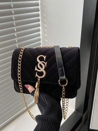 韩版水钻刺绣字母休闲手提包女2024新款时尚流行ins简约单肩斜挎方形包