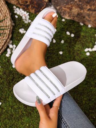 女士时尚水晶柠檬装饰拖鞋，室内外皆宜的多功能拖鞋，情侣个性化沙滩人字拖，卡通舒适防滑平底浴室拖鞋