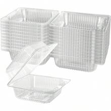 200 Count Clear Plastic Hinged Take Out Containers Clamshell Takeout Tray Food Clamshell Containers Outside Diameter 5.3 X 4.7 X 2.8  Inch For Dessert, Snacksetc, Cakes Slice, Cookies, Salads - 白色 - 查看 1