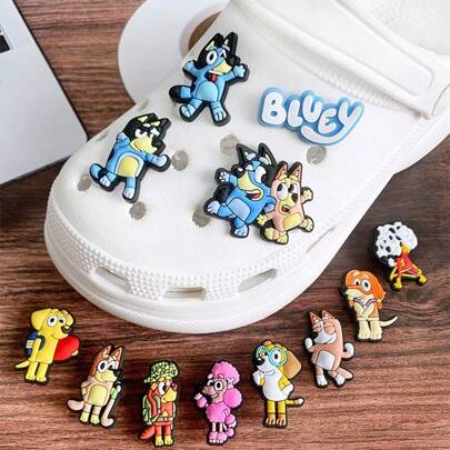 Bluey 12pcs/6pcs/1pc Colorful And Fun Charms Featuring Bluey, Bingo, And Friends, Perfect For Room Decor, Ideal For DIY Projects, Creative Personalization, And Unique Gift Ideas For Bluey Fans,The Perfect Party Favors(Random Style)