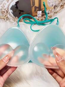 1 Par de Almohadillas de Silicona Reutilizables para Sujetador - Almohadillas Invisibles Push-Up para Trajes de Baño y Lencería, Realzadores Suaves y Gruesos para Levantar el Busto Natural, Ideales para Bikinis, Vestidos y Atuendos de Cuello Halter, Esenciales de Playa, Accesorios de Playa, Flotador de Piscina