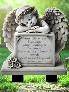 1 Peça - Placa Memorial Clássica de Anjo, Acrílico para Jardim, Montagem no Solo, Decoração Externa Resistente às Intempéries, Memorial de Páscoa, Sem Necessidade de Energia, Ornamentos Decorativos de Jardim, Ornamentos Criativos, Decoração Doméstica, Placa de Acrílico, Dia de Natal
