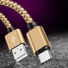 1pc 60W USB-C Charging Cable, 3.3ft/6.6ft/10ft Long USB Type-C Fast Charging Cord, Nylon Braided USB-A To USB-C Charger Cable Compatible With Samsung Galaxy S24/S23 Ultra/S23/S23+/S22/S22 Ultra/S22+/S21 Ultra/S20 Ultra/Note 20/Note 10/Z Fold 3/4/5, 16/16 Pro Max/15/15 Plus/15 Pro/15 Pro Max, Phones, Phones - Gold - View 10