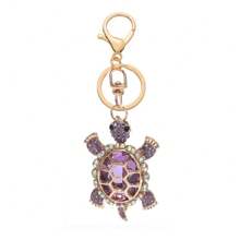 Cute Sea Turtle Keychain Lightweight Skeleton Design Full Colorful Rhinestone Inlaid Animal Turtles Charms Dangle Keyring Jewelry Metal Alloy Car Key Holder Handbag Backpack Ornament Accessories Gift For Friends
