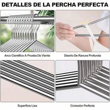 30 Ganchos para Ropa de Acero Inoxidable - Perchas Sólida 42 CM con Ranura en U Metal Espesar Que Resistente Ligero y Duradera para Ropa Pants Ahorro de Espacio Perchas para el Hogar para Adultos(30) - 30 - Ver 2