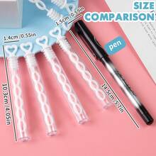 12/26/50支装 5孔白色心形泡泡棒，不含液体，派对用品，适合节日和聚会 - 白色 - 查看 7