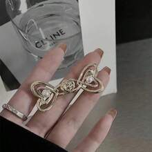 1 Pair Of High-End Pearl Heart-Shaped Brooch Waist Adjuster For Jeans Skirts, Premium Quality With Adjustable Waistband Buckle - Heart-shaped Waist Buckle - View 9