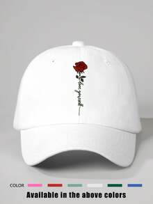 1pc Embroidered Rose Hole Distressed Baseball Cap, Adjustable Outdoor Sun Hat For Spring Autumn Travel Beach Vacation, Y2K Style For Youth Valentine's Day Valentines,Summer - Embroidery - View 8