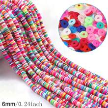 6mm 1/5/10 Strand Flat Round Polymer Clay Beads, Multicolor Loose Spacer Polymer Clay Beads For Jewelry Making, DIY Handmade Bracelet Necklace Jewelry Making Craft Supplies, Soft Clay Material, Art & Craft Beading Supplies