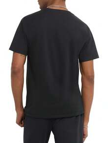Camiseta de Hombre Personalizada con Patrón + Texto Impreso en el Pecho - Negro - Ver 3
