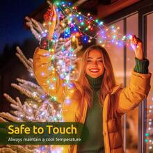 New Fairy Lights Battery Operated, 10 FT 120LED Twinkle Firecracker String Lights  8 Lighting Mod & Timer, Waterproof Cler Light For DIY Outdoor Wreath Wedding Christmas Dration, Multicolor - 多色 - 綠線 120 個 LED - 查看 3