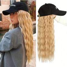 EAVIN GARY Headband Wig Deep Wave Curly Hair Wigs Baseball Cap Wig Curly Deep Wave Headband Wig Hat Wigs (Black Hat Long Wig) - B-27T613 - View 2