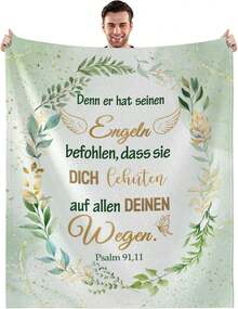 Christian Gifts, Cozy Blanket, Fluffy With Bible Verse, Gift Ideas, Religious Inspirational Gifts For Women And Men, Soft Blanket, 130 X 150 Cm - 綠色 - 查看 1