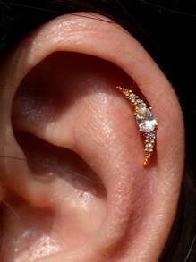 2 stuks roestvrijstalen oorpiercing-stud-oorbellen met kristal CZ-maan, schroefrug-studs, kraakbeen-helix-schelpoorbellen voor vrouwensieraden