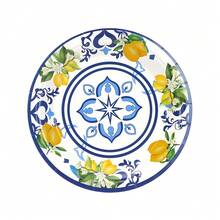 10件/20件/50件卡普里柠檬派对盘子用品蓝色瓷砖黄色柠檬派对餐具装饰夏季柑橘水果一次性纸盘餐巾杯适用于夏季节日生日新娘送礼会派对装饰 - 彩色 - 查看 6