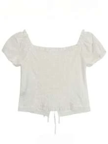 2025 新款女式白色露肩设计衬衫，时尚法式简约风格上衣