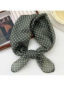 紧致波点58cm棉麻小方巾系列，女士百搭波点装饰围巾头巾护颈小围巾披肩 - 彩色 - 查看 10