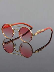 Gafas de moda vintage con estilo punk para hombres, gafas personalizadas de hipster con montura redonda y elementos de animales