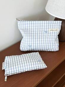 Draagbare make-uptas | Cosmeticatas | Reistas | Grote cosmetische make-uptas met strip voor meisjes | Leuke opbergtas | Cadeaus voor tienermeisjes | Zomerse make-uptas voor vrouwen | Cosmetische tas in Franse stijl | Vintage make-up organizer | Reistoilettas voor make-upkwasten, huidverzorging en gelnagellak - Perfect cadeau voor meisjes, vriendinnen, verjaardagen, bruiloften, feesten en Moederdag, Make-upbenodigdheden, Make-uptools, Opbergtas | Reisbenodigdheden
