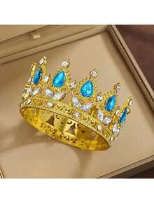 1pc Small Crystal Crown Hair Clip For Side Bun, Princess Birthday Crown, Cake Decor, Floral Gift Decoration - Multicolor - View 17