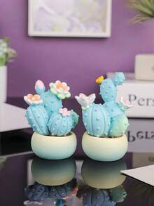 1 件简约创意家居装饰仙人掌雕像，可爱迷你仙人掌桌面装饰，适用于家庭、办公室、汽车、学校用品、返校