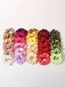 30 pièces Chouchous en satin soyeux pour femmes, élastiques à cheveux, accessoires pour cheveux, cadeau de Thanksgiving/Noël, chouchous décontractés