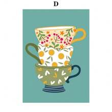 1 pieza Pintura en lienzo de arte de pared para la cocina con impresión de tazas y libros, impresión motivadora, impresión de tazas, arte nórdico moderno para decoración del hogar y la sala de estar, con marco opcional