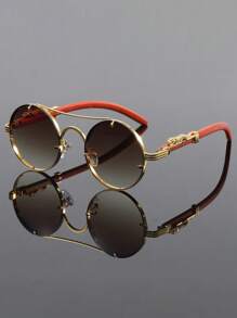 Gafas de moda vintage con estilo punk para hombres, gafas personalizadas de hipster con montura redonda y elementos de animales
