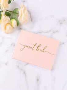1pc Wedding Guest Register, Multi-Purpose Guestbook, Photo Guestbook, Birthday Special Event Register, Stylish Graduation Sign-In Book, Gold-Stamped Notebook Wedding Guest Sign-In Book Summer Gifts Beach Back To School School Supplies Room Decor