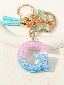 A Creative Keyring With Sequins And Crystal Resin Featuring English Letters, Perfect As A Pendant For Children's Bags Or As A Keyring Accessory For Girls' Bags. - Multicolor - View 11