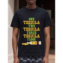 Camiseta "Una tequila, dos tequila, tres tequila, al piso", camiseta de tequila, camiseta para beber, camiseta del Cinco de Mayo, camiseta de tequila divertida, también para mujer - Negro - Ver 1